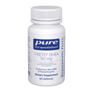 A bottle of pure 7-keto dhea 5 0 mg