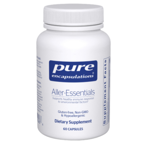 A bottle of aller essentials supplement