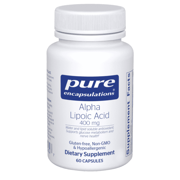 A bottle of alpha lipoic acid 4 0 0 mg