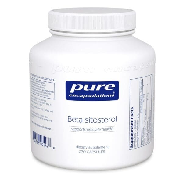 A bottle of beta sitosterol is shown.