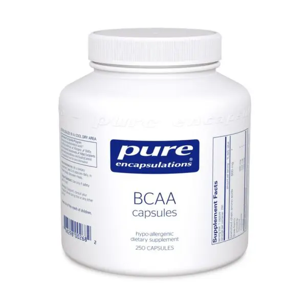 A bottle of bcaa capsules is shown.