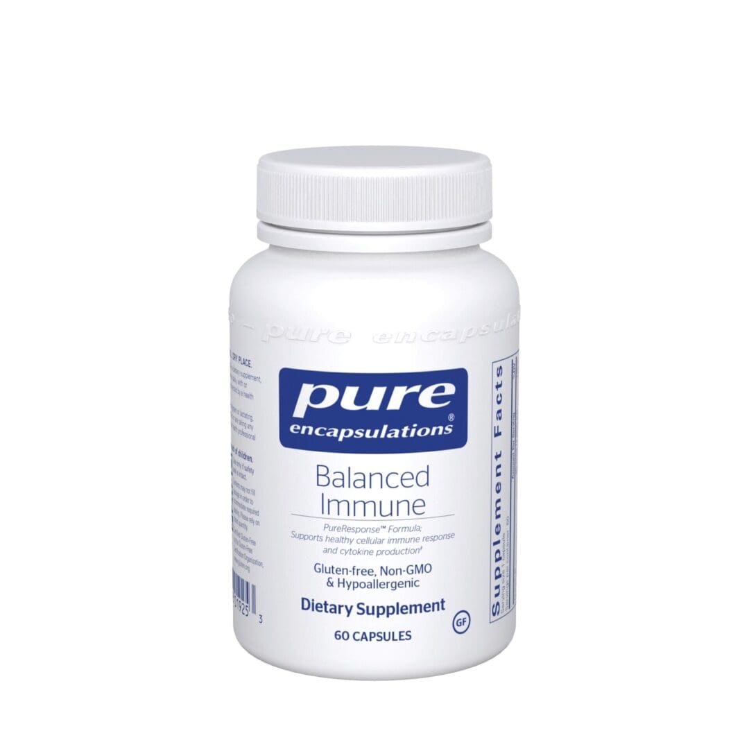 A bottle of pure balanced immune supplement