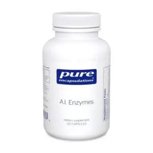 A bottle of al enzymes is shown.