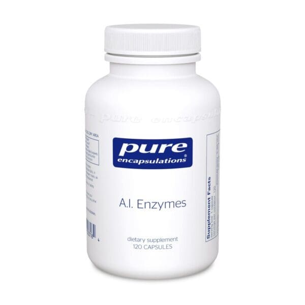 A bottle of al enzymes is shown.