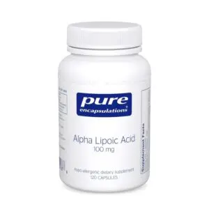 A bottle of alpha lipoic acid is shown.