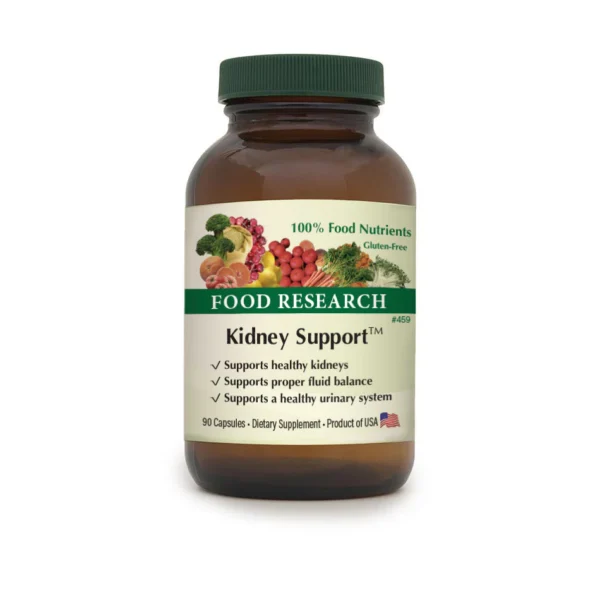 A bottle of food research kidney support