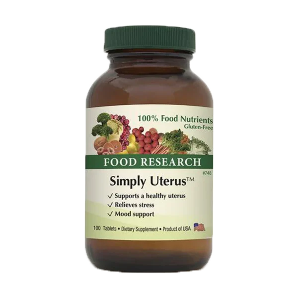 A bottle of food supplement simply uterus