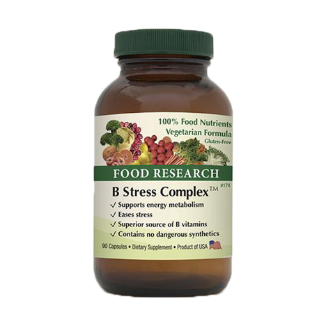 A bottle of food research b stress complex