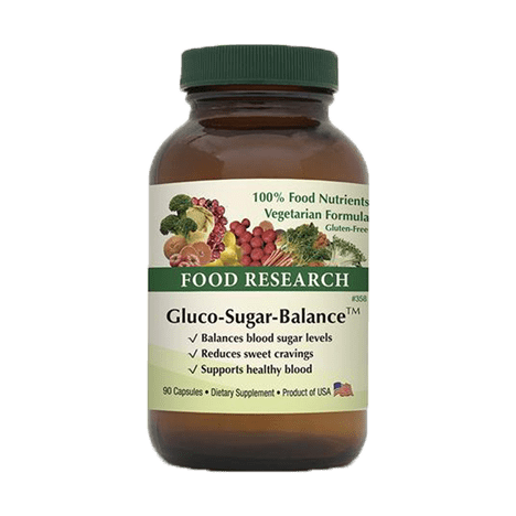 A bottle of food research gluco-sugar balance