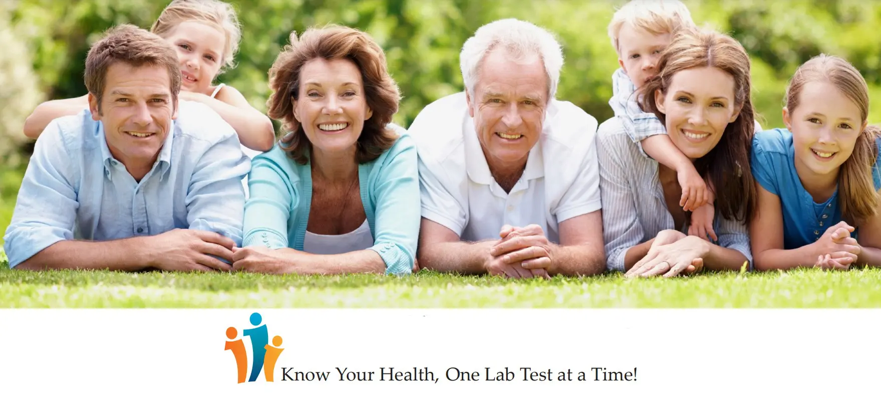 A group of people laying on the ground with text that reads " know your health, one lab test at a time ".