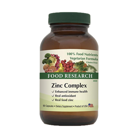 A bottle of food supplement containing zinc complex.