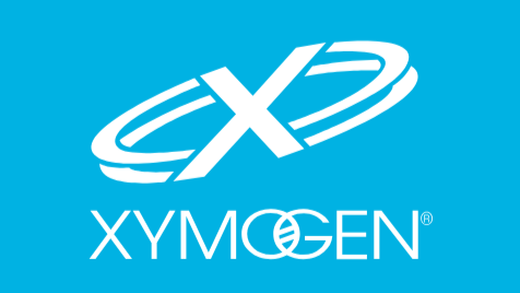 A blue background with the word " xymogen ".