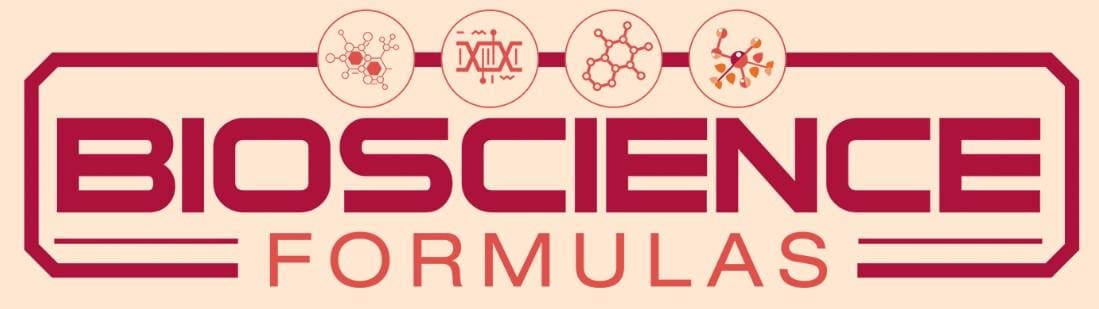 A red and white logo for the science formula.