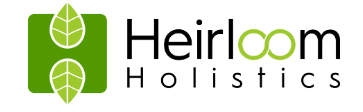 A black and white image of the logo for heirlooms.